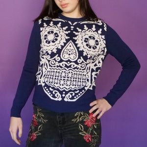ED HARDY SWEATER HALLOWEEN KNIT BLUE